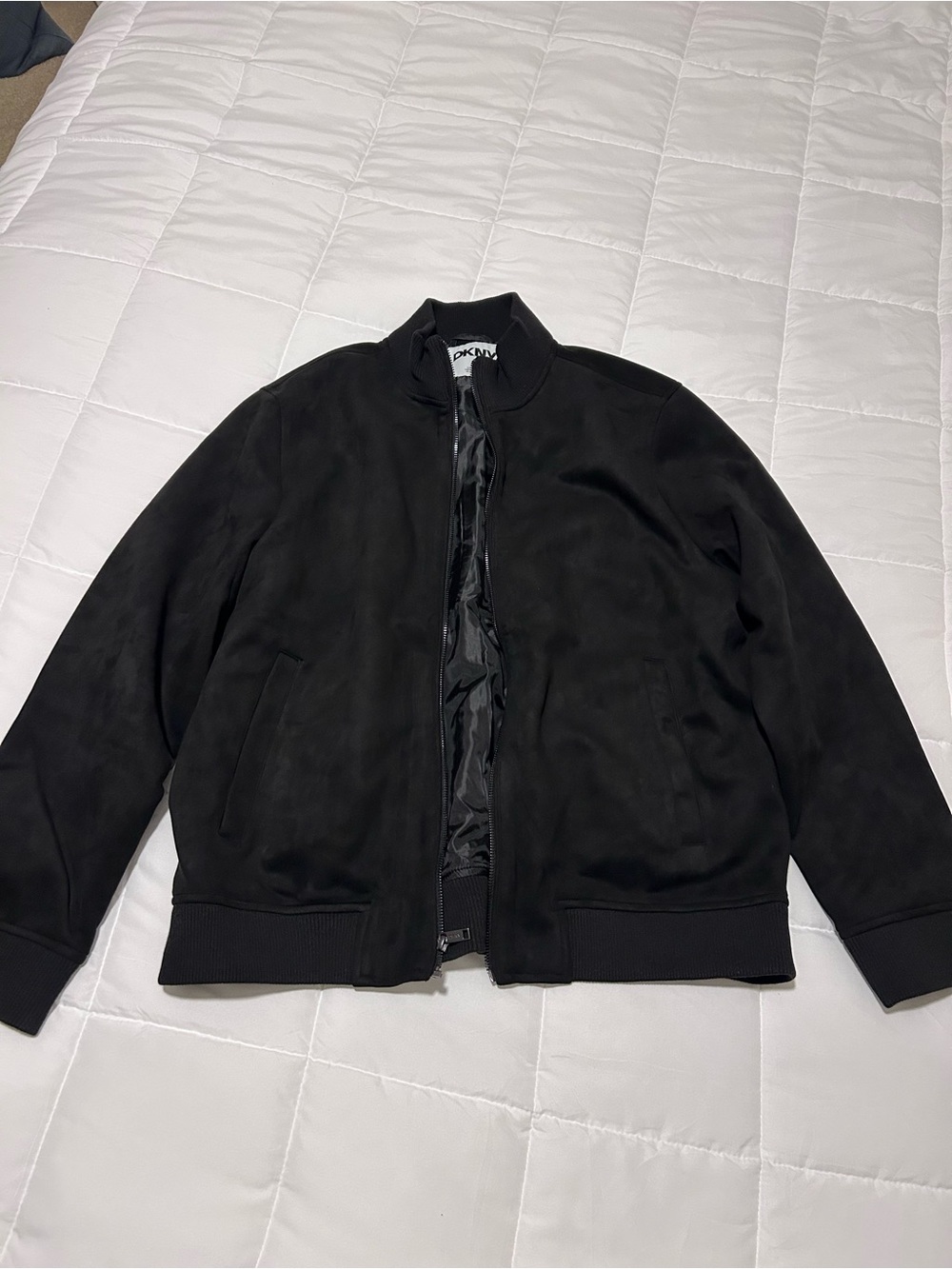 DKNY Black Suede-Look Bomber Jacket